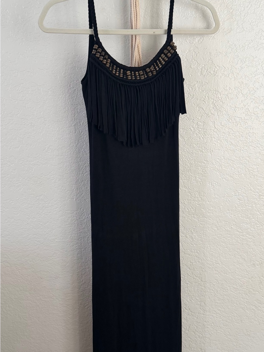 Boston Proper Black Fringe Maxi Dress